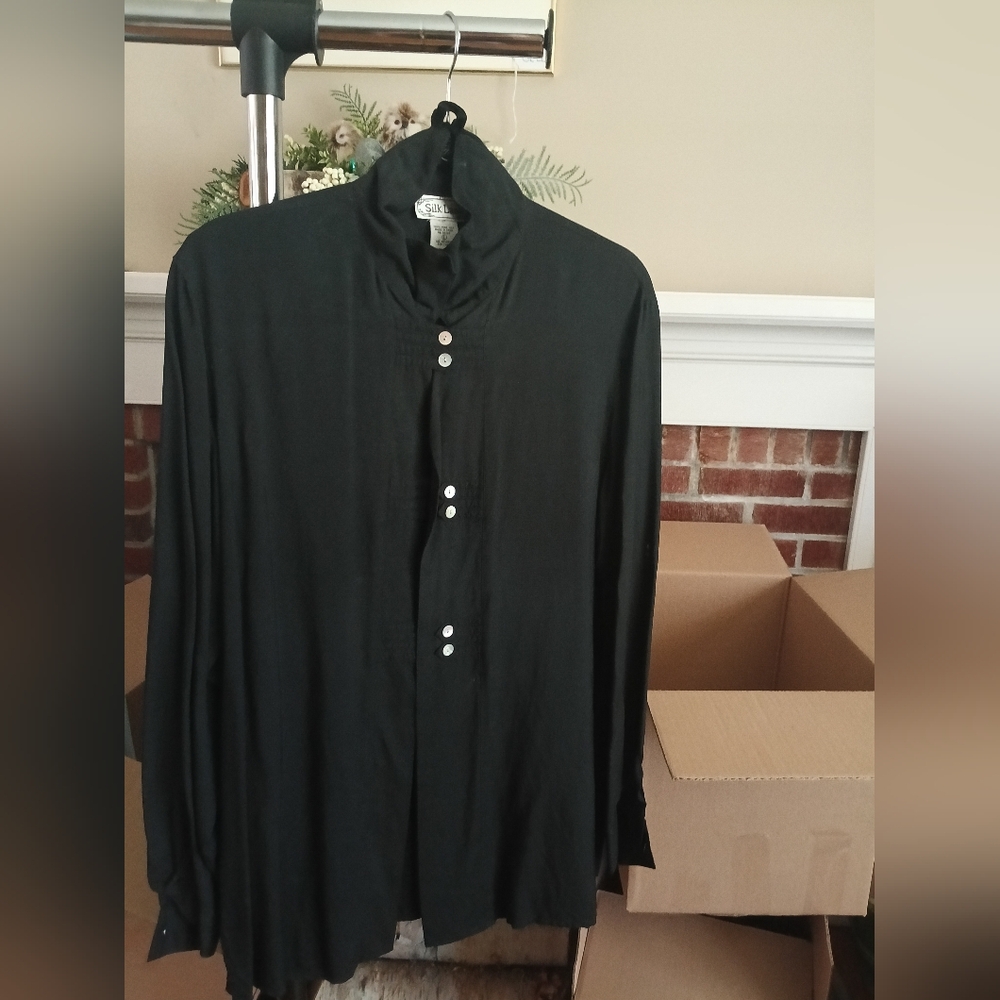 Silk Button-Up Shirt, Large
